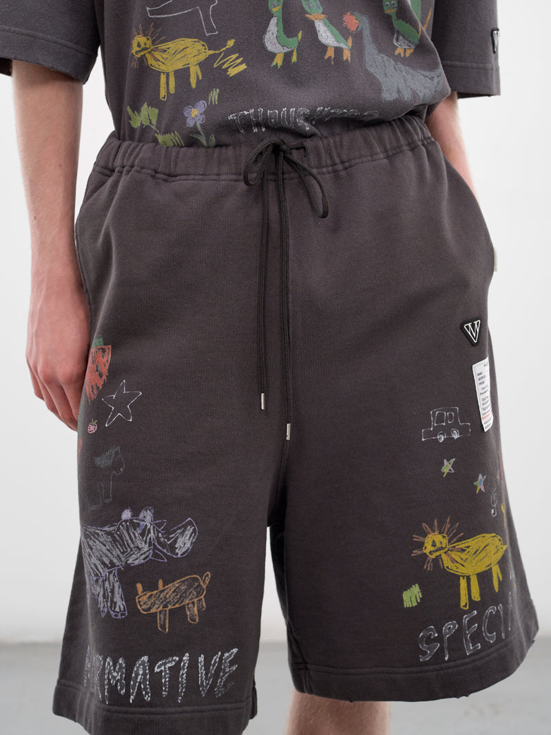 Black Scribble Graphic Sweat Shorts (J16SP773-BLACK)