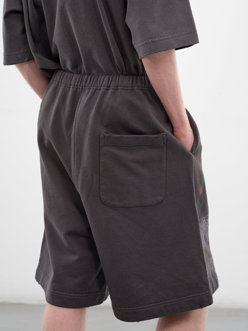 Black Scribble Graphic Sweat Shorts (J16SP773-BLACK)