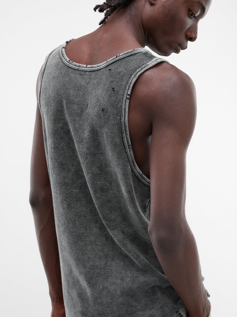 Black Distressed Waffle Knit Tank (J16TS812-BLACK)