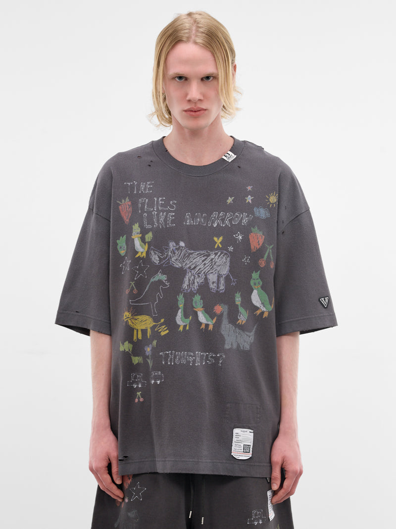 Black Oversized Scribble Graphic Tee (J16TS831-BLACK)