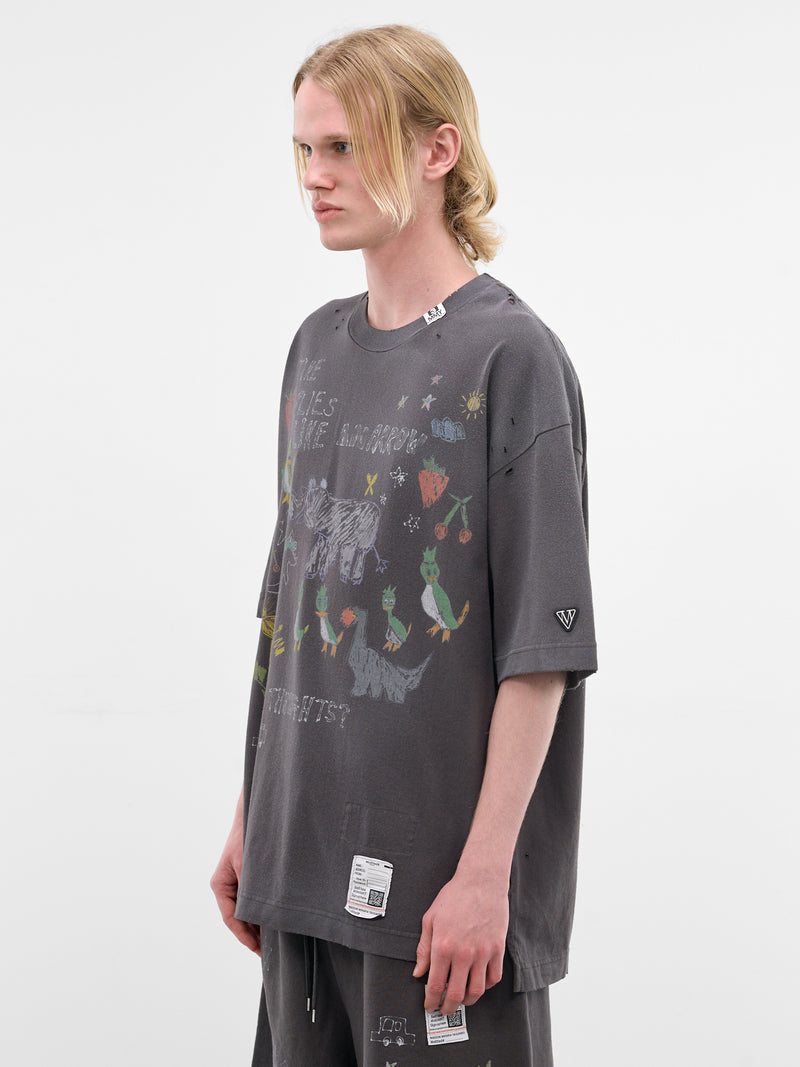 Black Oversized Scribble Graphic Tee (J16TS831-BLACK)