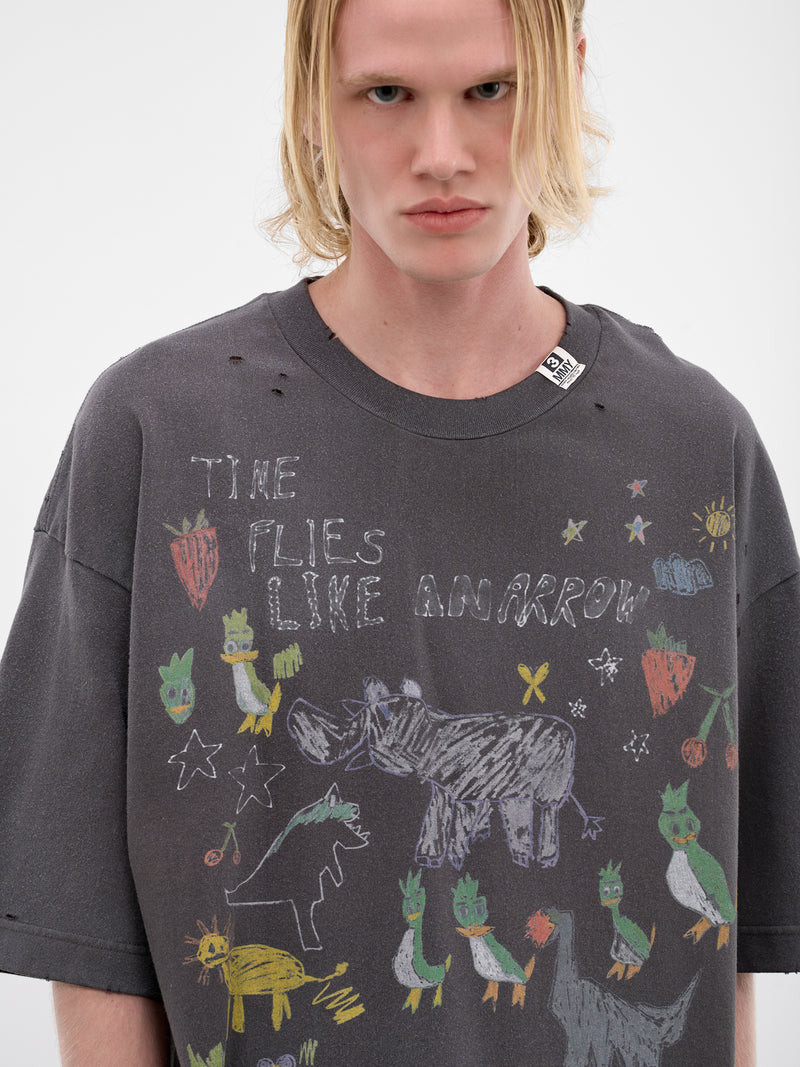 Black Oversized Scribble Graphic Tee (J16TS831-BLACK)