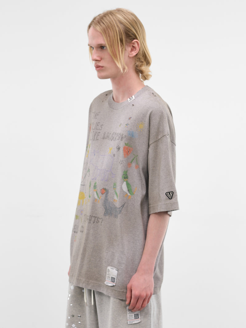 Gray Oversized Scribble Graphic Tee (J16TS831-GRAY)