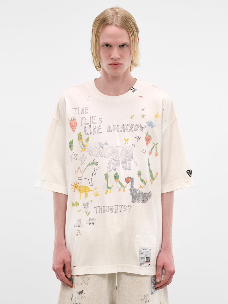 White Oversized Scribble Graphic Tee (J16TS831-WHITE)