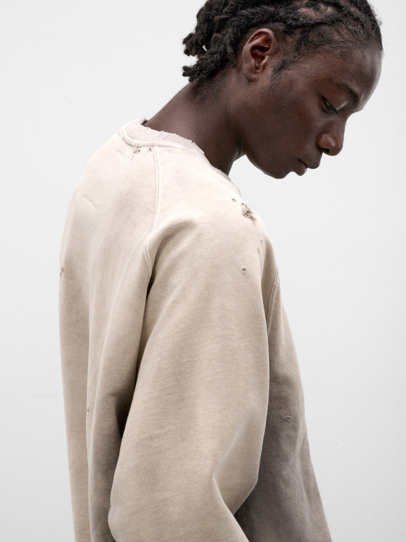 Beige Cotton Graphic Crewneck Sweatshirt (J17PO723-BEIGE)