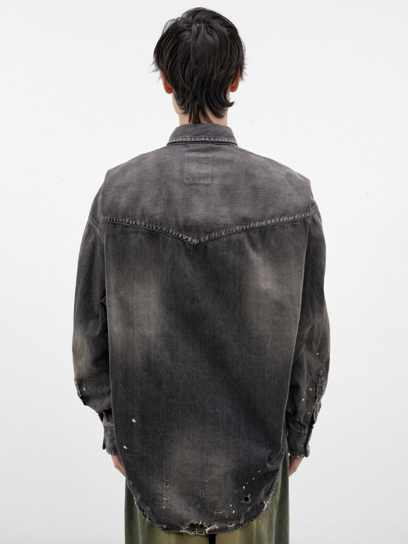 Black Sticker Denim Shirt (J17SH125-BLACK)