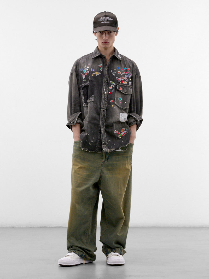 Black Sticker Denim Shirt (J17SH125-BLACK)