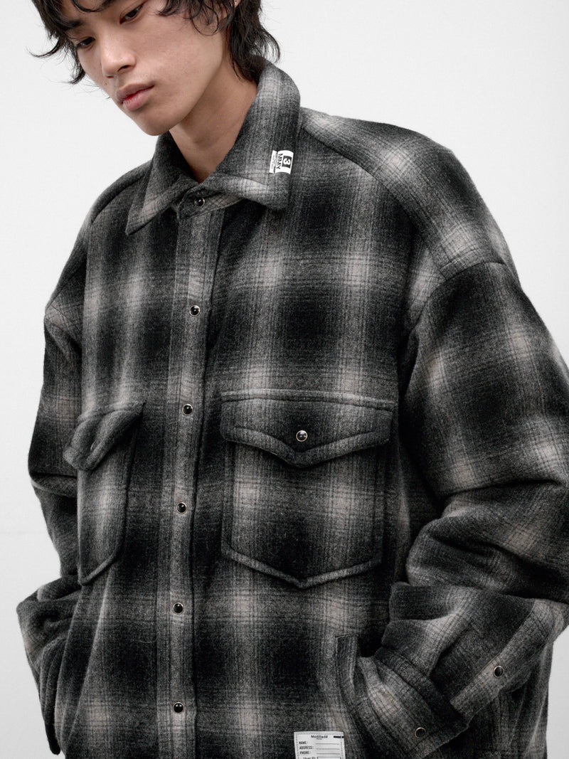 Black Plaid Padded Overshirt (J17SH185-BLACK)