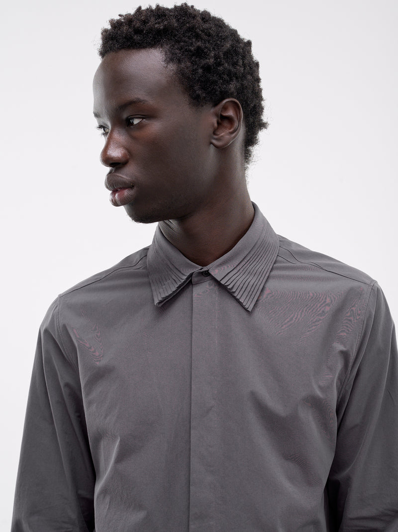 Pleated Collar Vented Back Shirt (J21DL0280-GRAY)