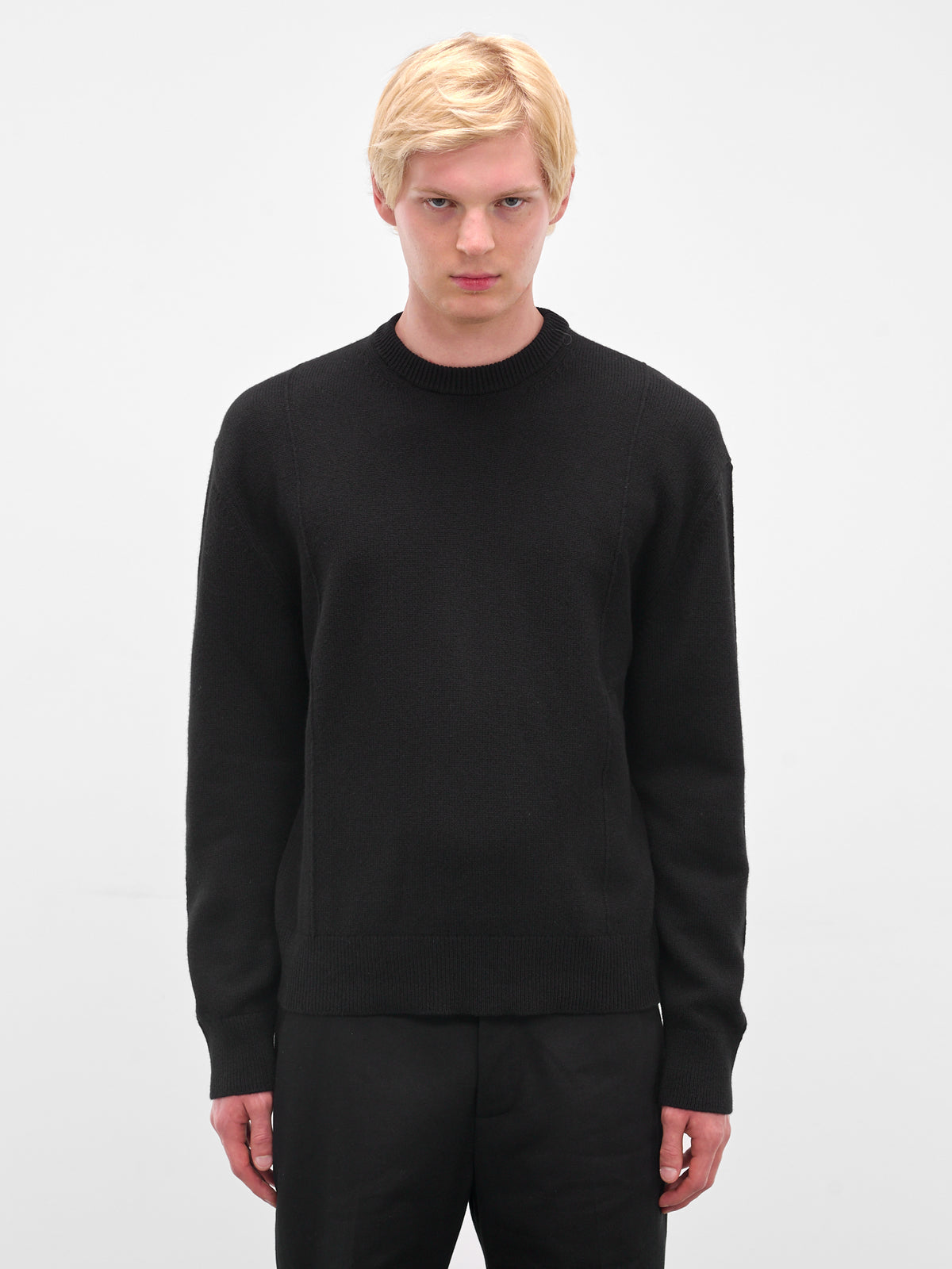Black Rib-Knit Crewneck Sweater (J21GP0194-J14809-BLACK)