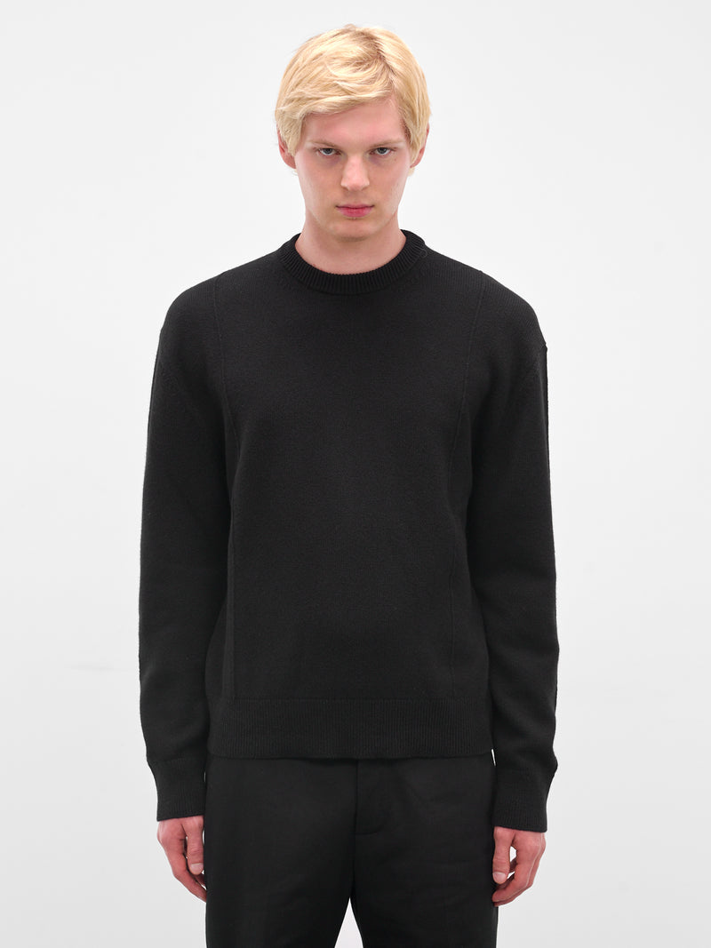 Black Rib-Knit Crewneck Sweater (J21GP0194-J14809-BLACK)