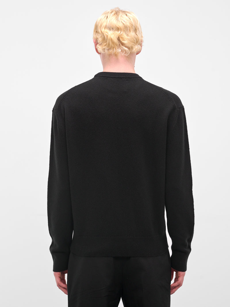 Black Rib-Knit Crewneck Sweater (J21GP0194-J14809-BLACK)