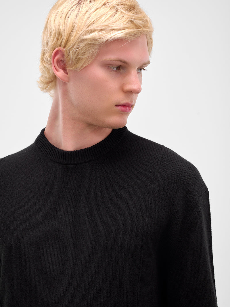 Black Rib-Knit Crewneck Sweater (J21GP0194-J14809-BLACK)