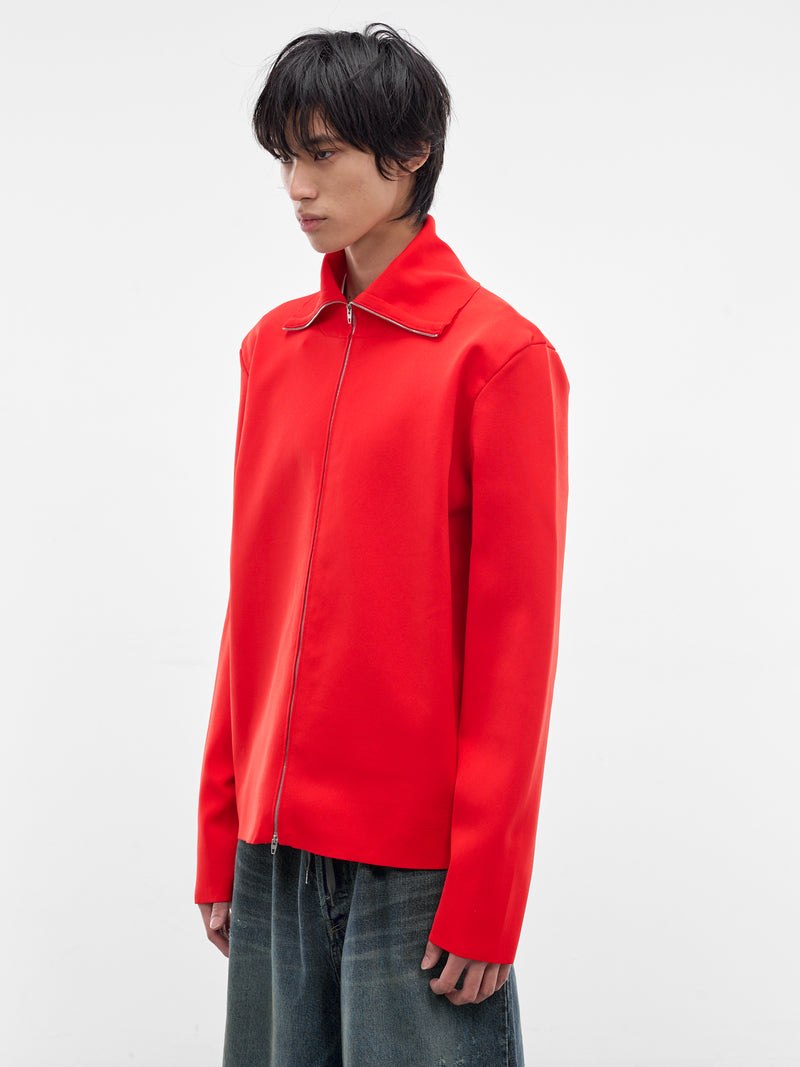 Red High Neck Zip Jacket (J21HP0014-J19165-626-RED)