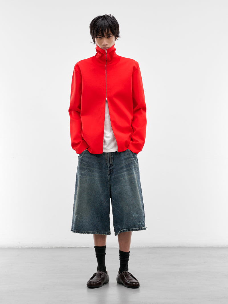 Red High Neck Zip Jacket (J21HP0014-J19165-626-RED)