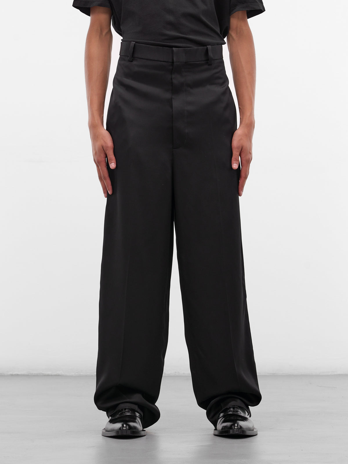 Black Wool Gabardine Wide Trousers (J21KA0280-J65334-001-BLACK)