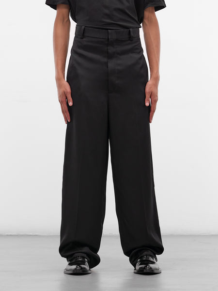 Black Wool Gabardine Wide Trousers (J21KA0280-J65334-001-BLACK)