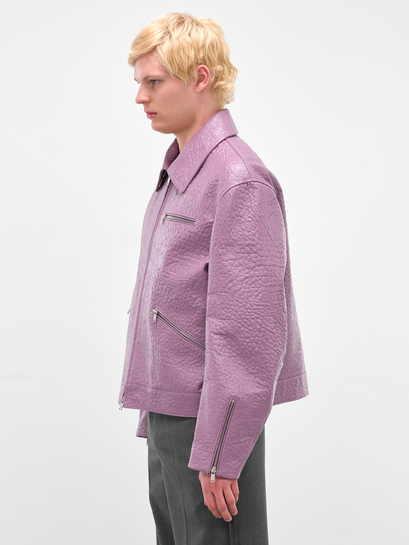 Purple Pebbled Leather Zip Jacket (J21SW0108-J07223-PURPLE)