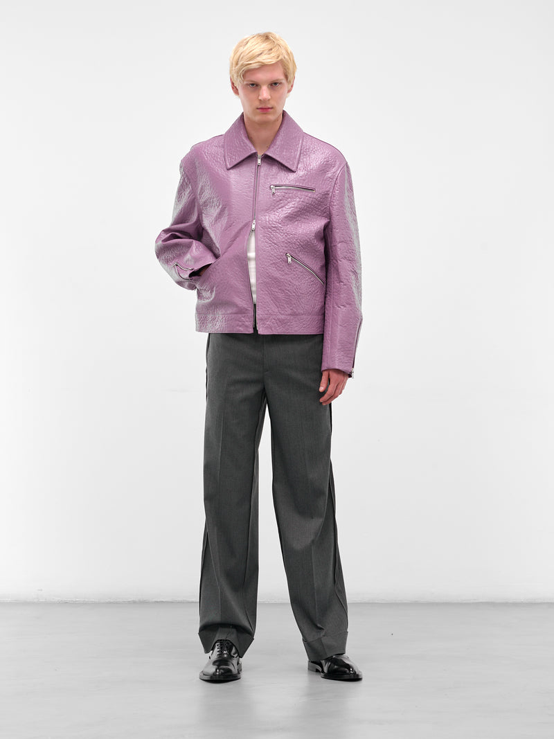 Purple Pebbled Leather Zip Jacket (J21SW0108-J07223-PURPLE)