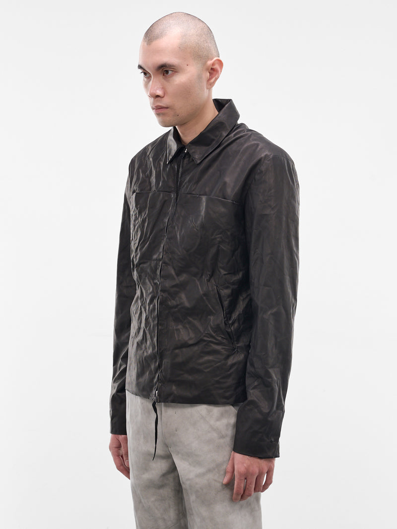 Black Leather Zip Trucker Jacket (J250Z-SY-0-5-BLACK)