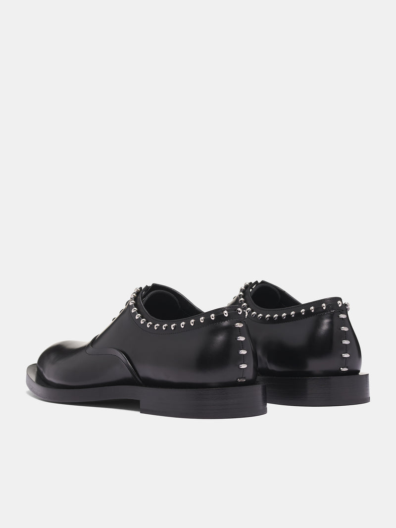 Black Studded Leather Shoes (J32WQ0026-P7032-001-BLACK)