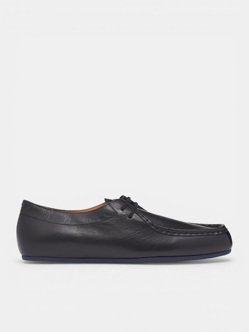 Black Moc-Toe Leather Loafers (J32ZJ0026-P7698-001-BLACK)