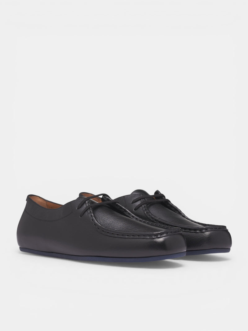 Black Moc-Toe Leather Loafers (J32ZJ0026-P7698-001-BLACK)