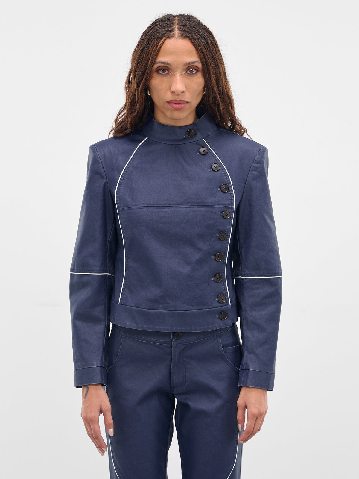 Blue Cotton Canvas Button Jacket (JA-03BL-BLUE)