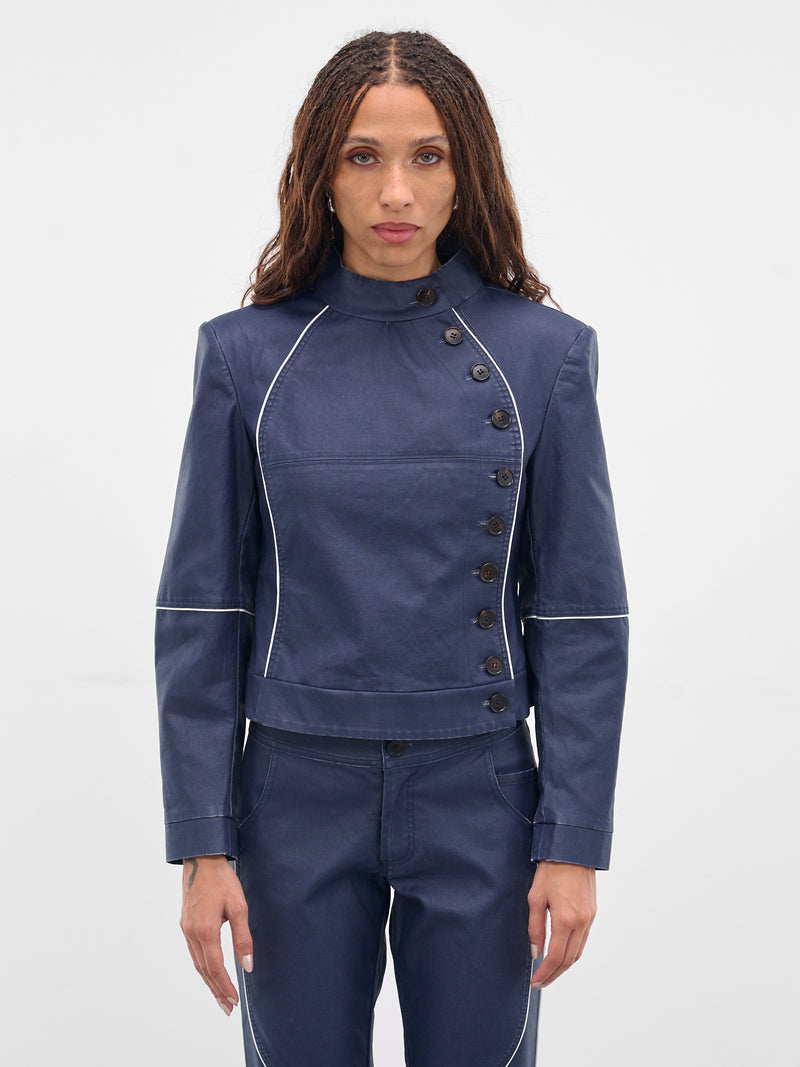 Blue Cotton Canvas Button Jacket (JA-03BL-BLUE)