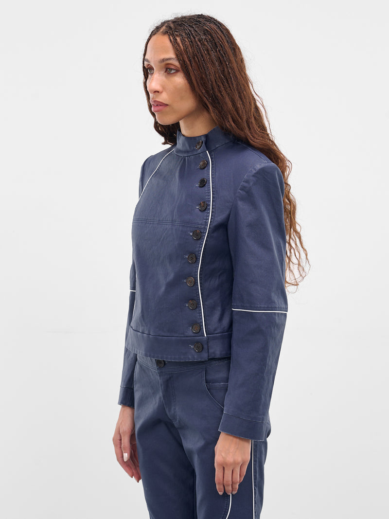 Blue Cotton Canvas Button Jacket (JA-03BL-BLUE)