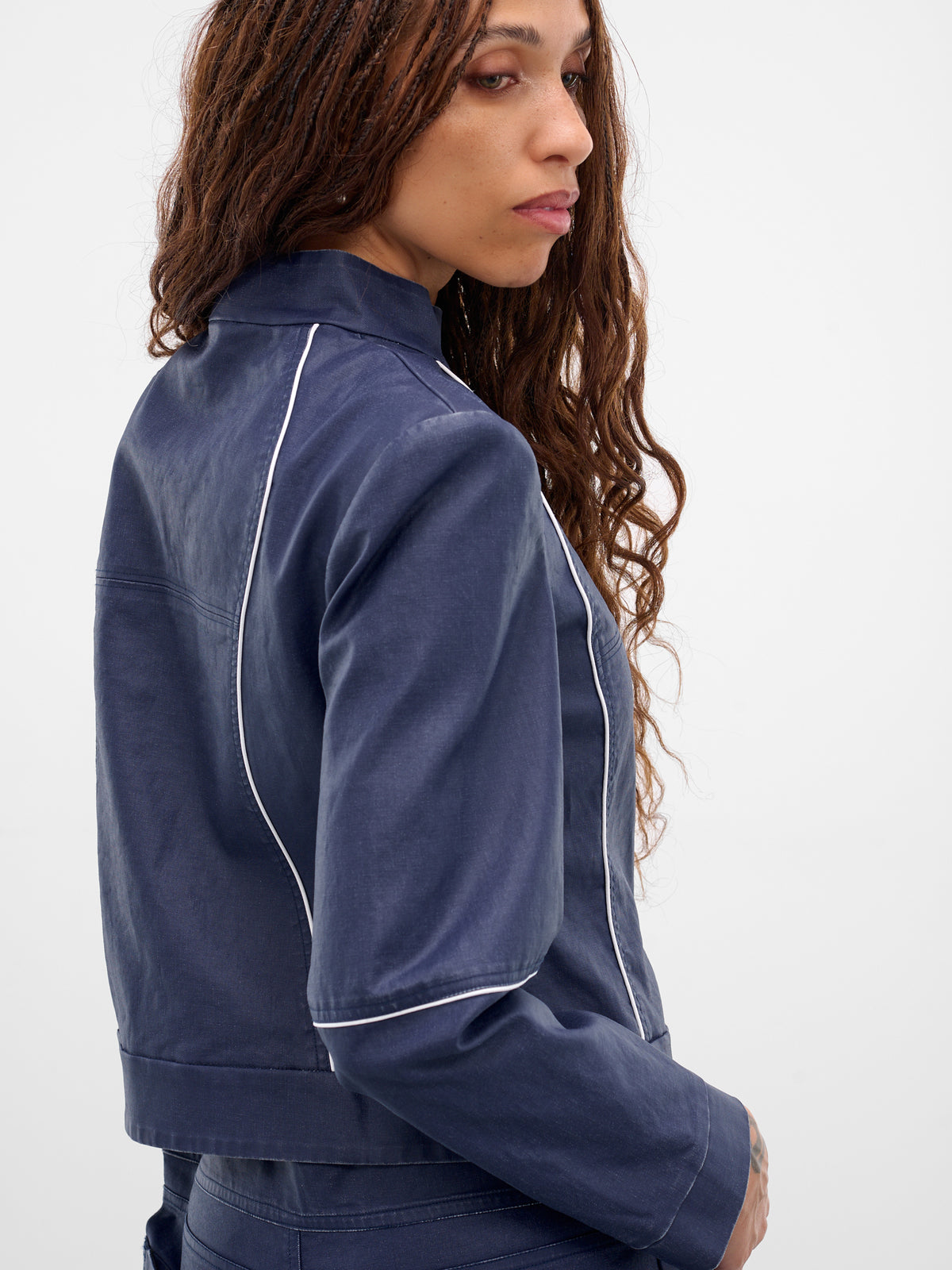 Blue Cotton Canvas Button Jacket (JA-03BL-BLUE)