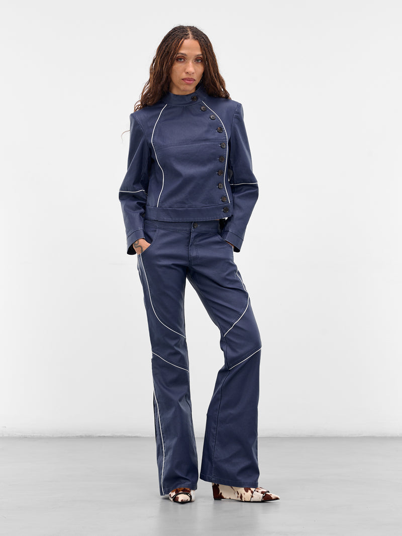 Blue Cotton Canvas Button Jacket (JA-03BL-BLUE)