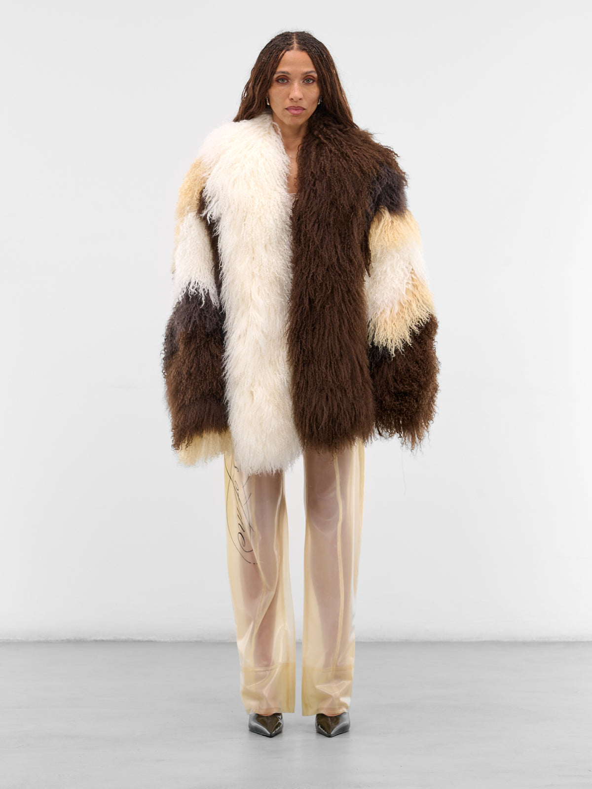 Brown Oversized Patchwork Shearling Jacket (JA-04-PATHWORK-MULTI)