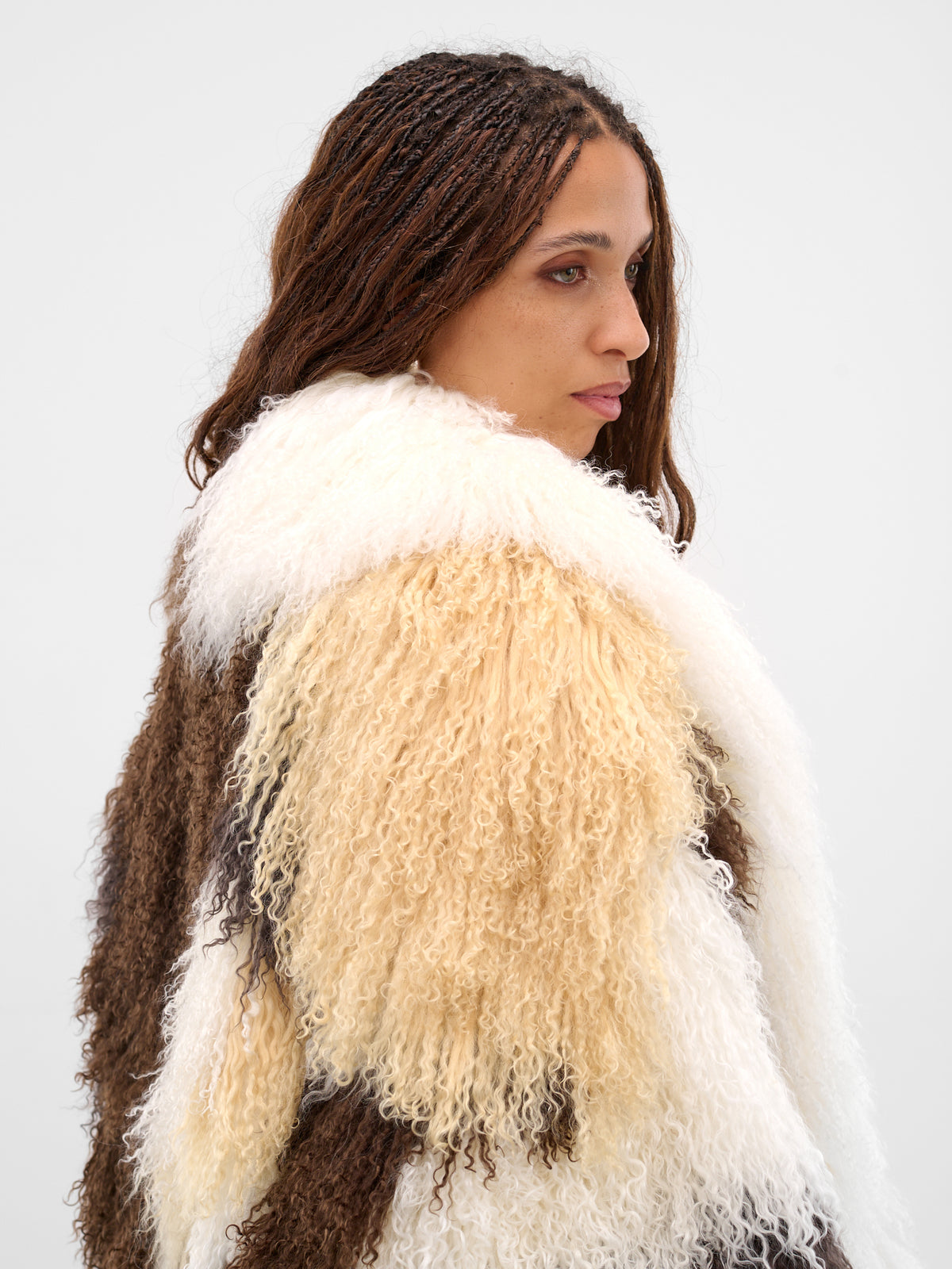 Brown Oversized Patchwork Shearling Jacket (JA-04-PATHWORK-MULTI)