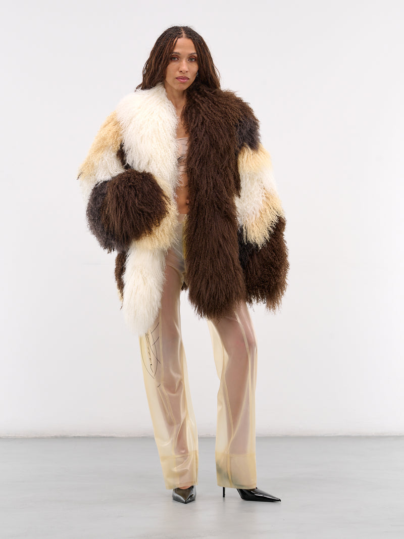 Brown Oversized Patchwork Shearling Jacket (JA-04-PATHWORK-MULTI)