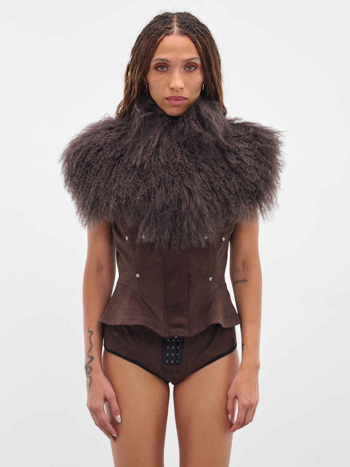 Brown Shearling Paneled Vest (JA-05-BROWN)