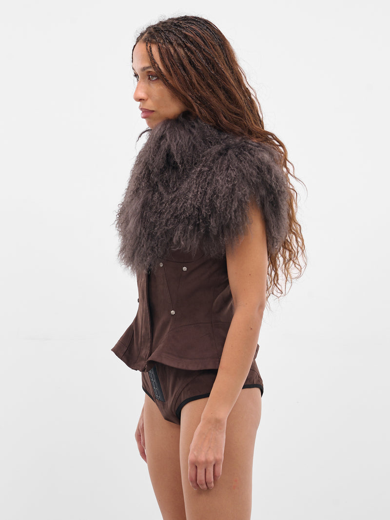 Brown Shearling Paneled Vest (JA-05-BROWN)