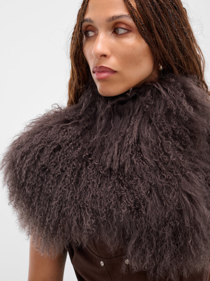 Brown Shearling Paneled Vest (JA-05-BROWN)