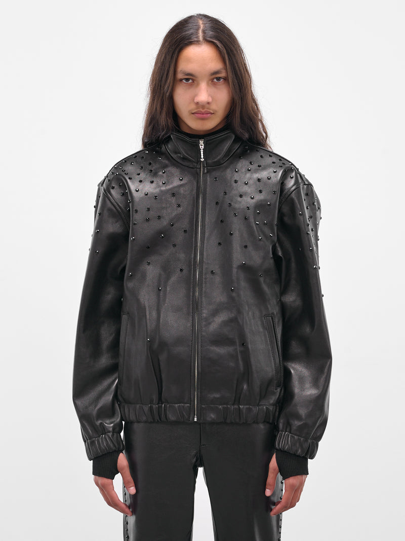 Black Swarovski Lamb Leather Jacket (JA11LRP-LE62-BLACK-W-SWAROVSKI)