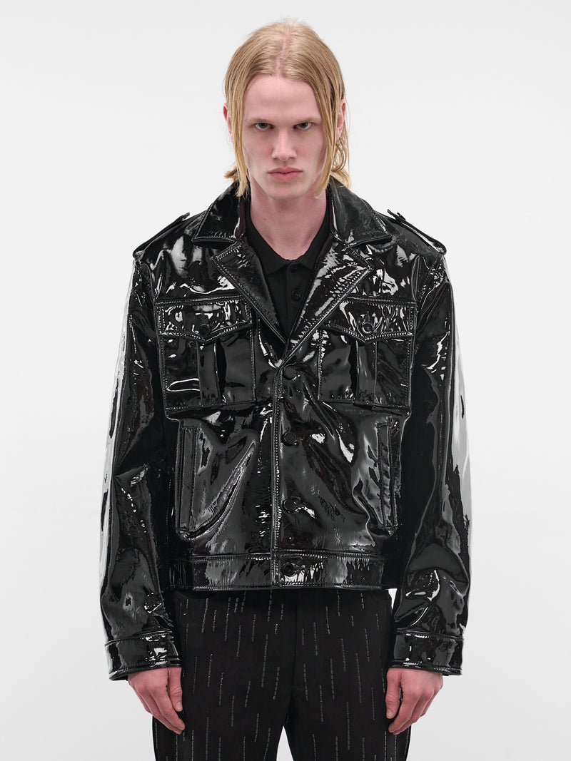 Patent Lamb Leather Military Bomber (JA84L-LE66-BLACK)
