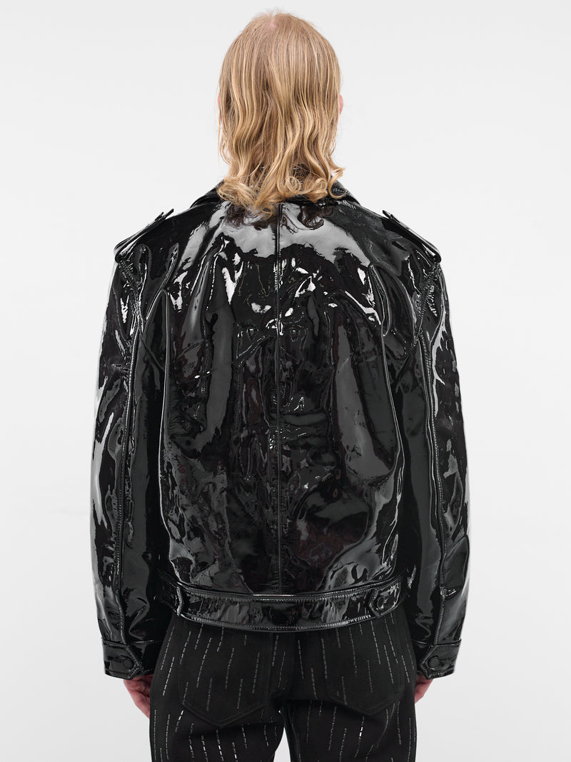 Patent Lamb Leather Military Bomber (JA84L-LE66-BLACK)