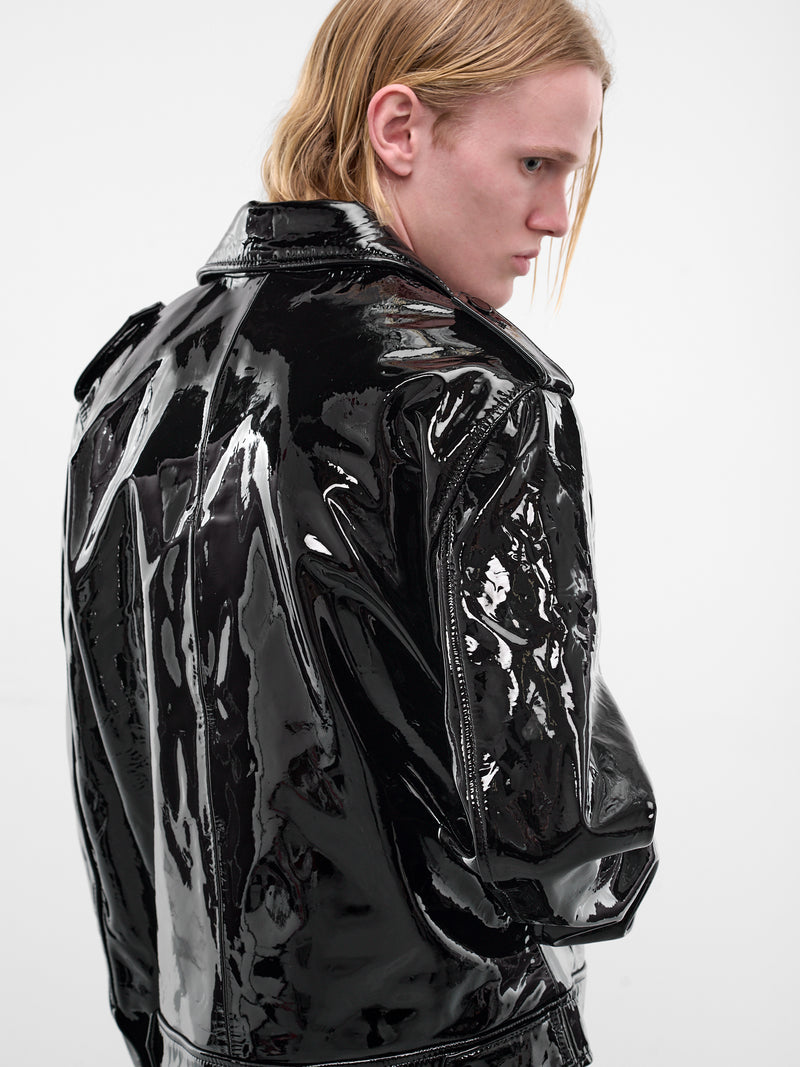 Patent Lamb Leather Military Bomber (JA84L-LE66-BLACK)