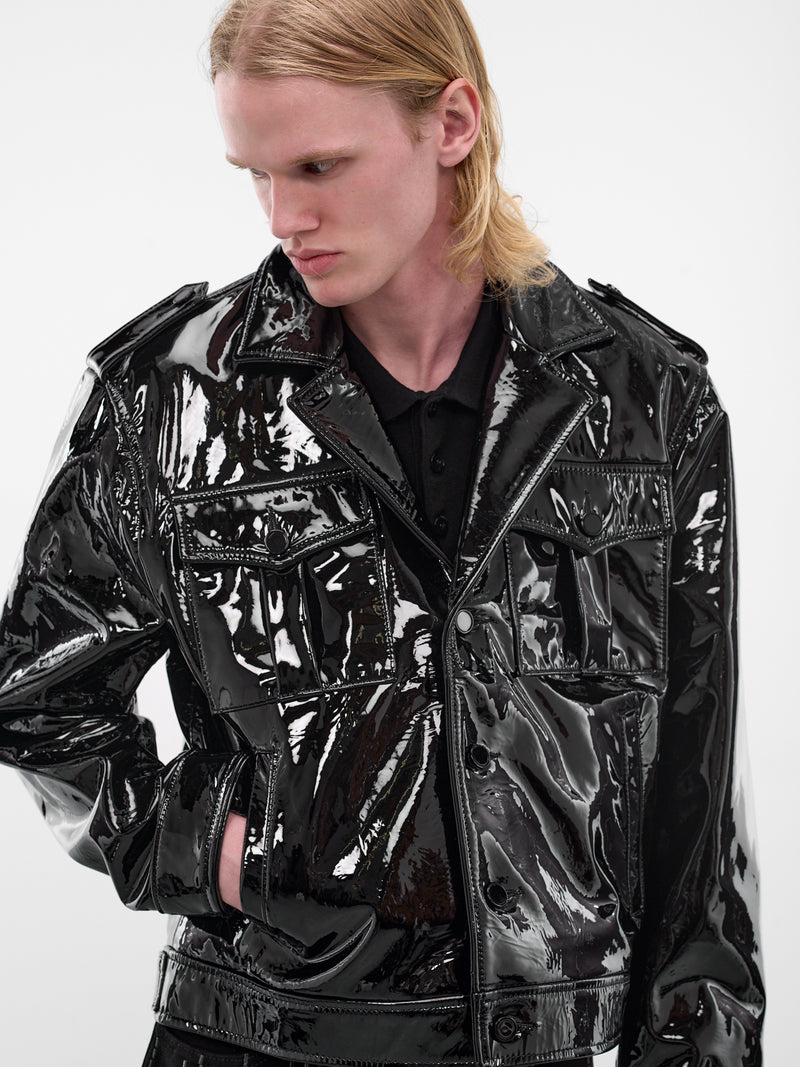 Patent Lamb Leather Military Bomber (JA84L-LE66-BLACK)