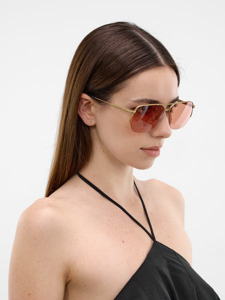 Jacquemus x Linda Farrow Aviator Sunglasses (JAC67C5SUN-PUTTY-BLACK-AM