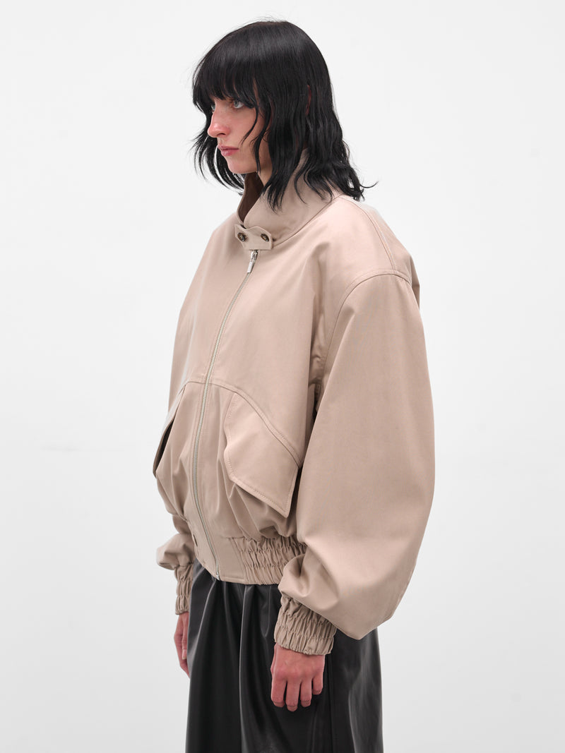 Beige Oversized Highneck Crop Bomber (JACKET-04-BEIGE)