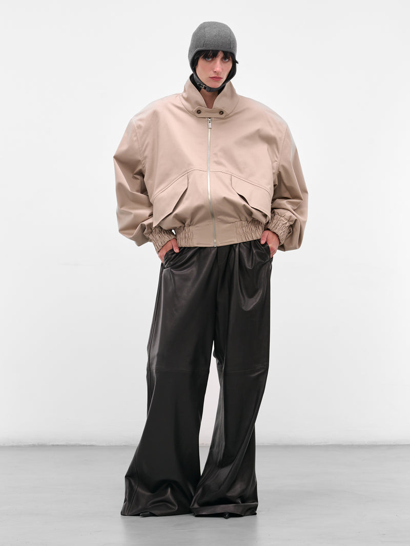 Beige Oversized Highneck Crop Bomber (JACKET-04-BEIGE)