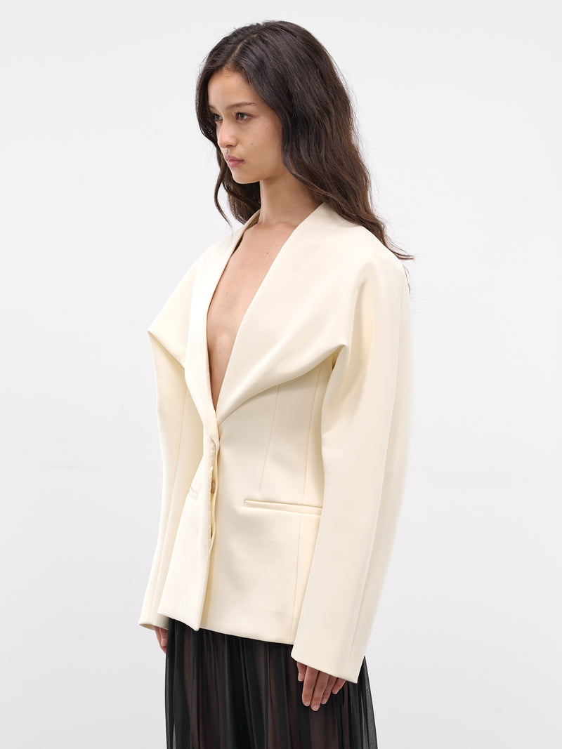 Wool Châle Shawl Blazer Jacket (JAW00133AW00733-OFF-WHITE)