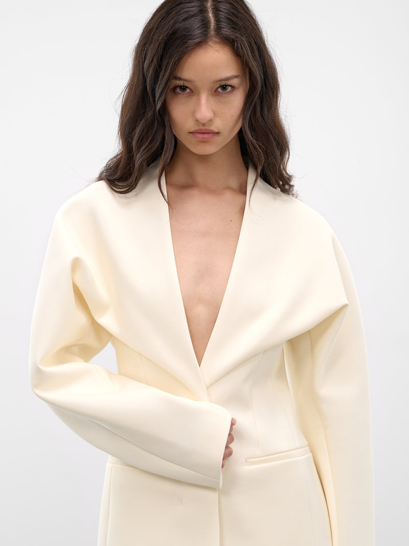 Wool Châle Shawl Blazer Jacket (JAW00133AW00733-OFF-WHITE)