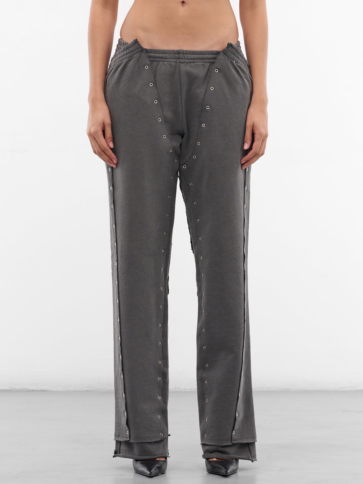 Gray Deconstructed Eyelet Sweatpants (JB05-J04-985-BLACK)