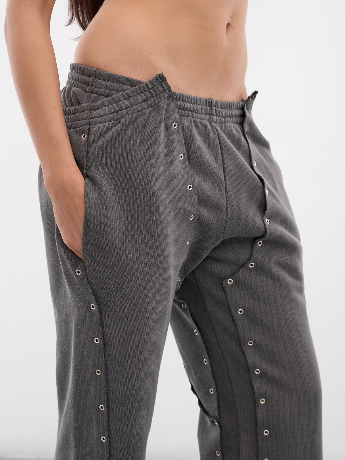 Gray Deconstructed Eyelet Sweatpants (JB05-J04-985-BLACK)